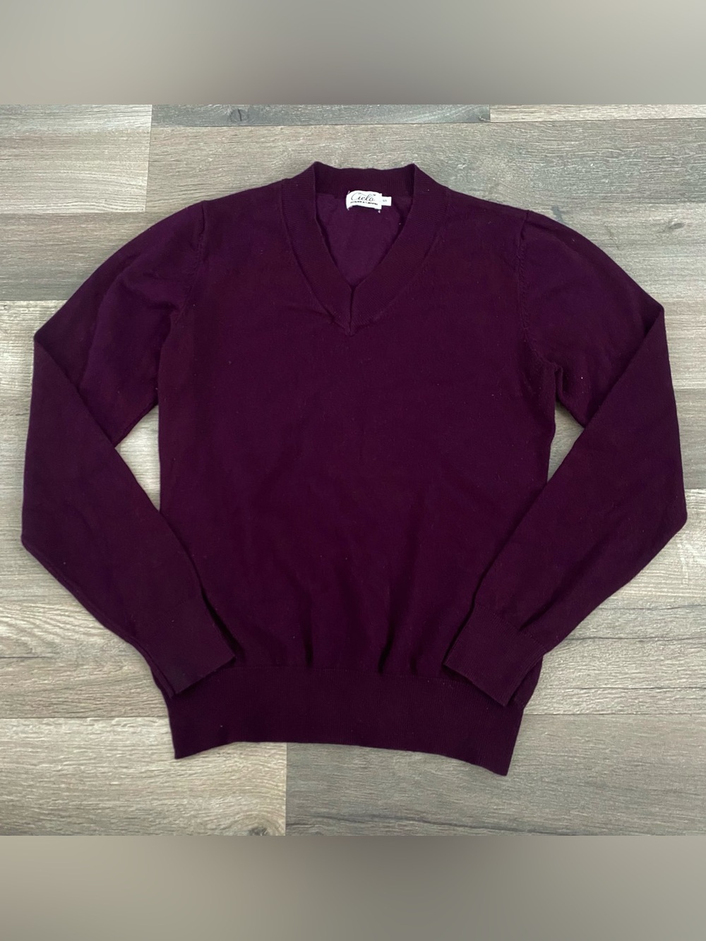 Vintage Y2K Dark Purple V Neck Sweater Whimsigoth Grunge Pullover